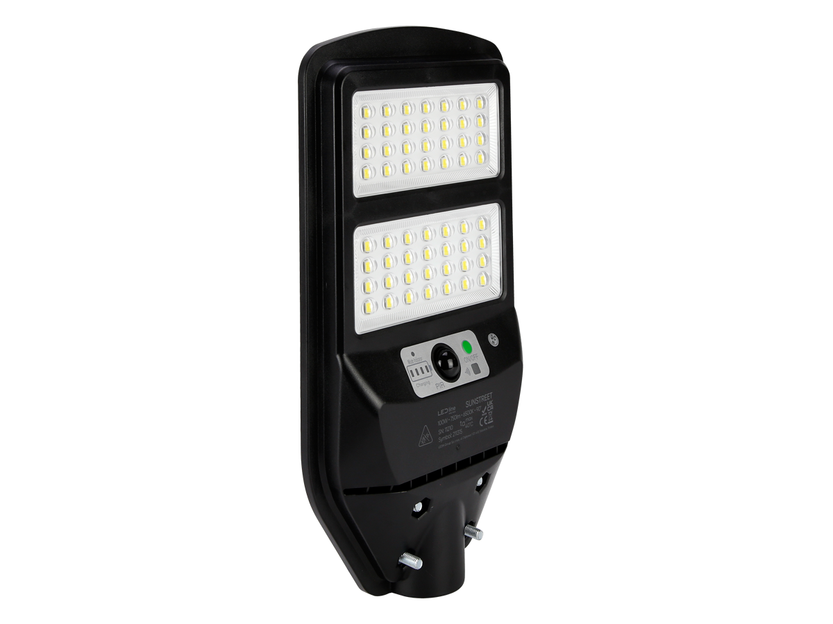 Solar straatlantaarn SUNSTREET 6500K 100W 750lm IP54 zwart PRIME