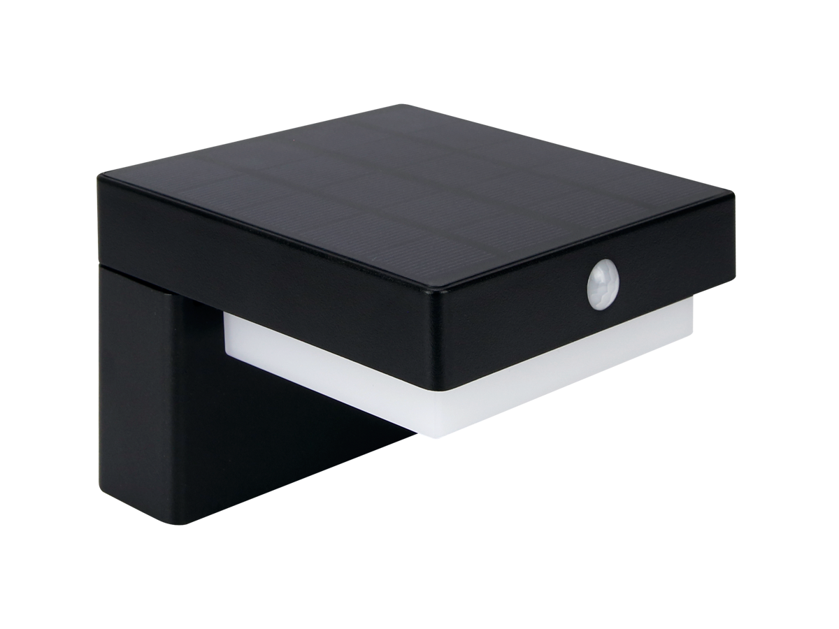 Solar wandlamp SUNTIS 3000K 220lm 2Ah USB-C vierkant IP54 zwart PRIME