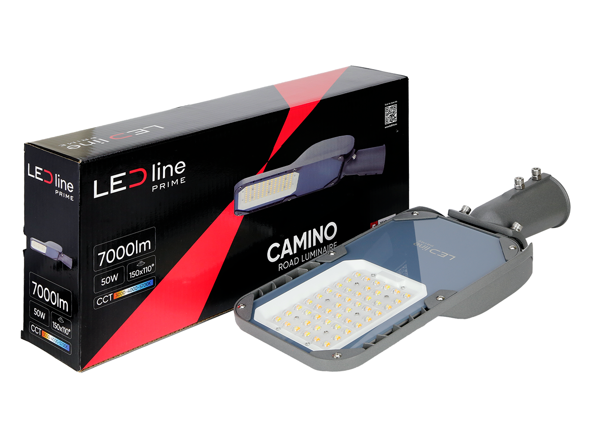 Wegverlichting Armatuur CAMINO 3CCT(3/4/5,7K) 50W 7000lm IP66 grijs PRIME