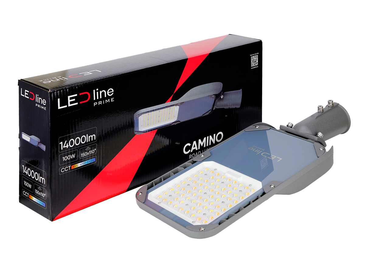 Wegverlichting Armatuur CAMINO 3CCT(3/4/5,7K) 100W 14000lm IP66 grijs PRIME