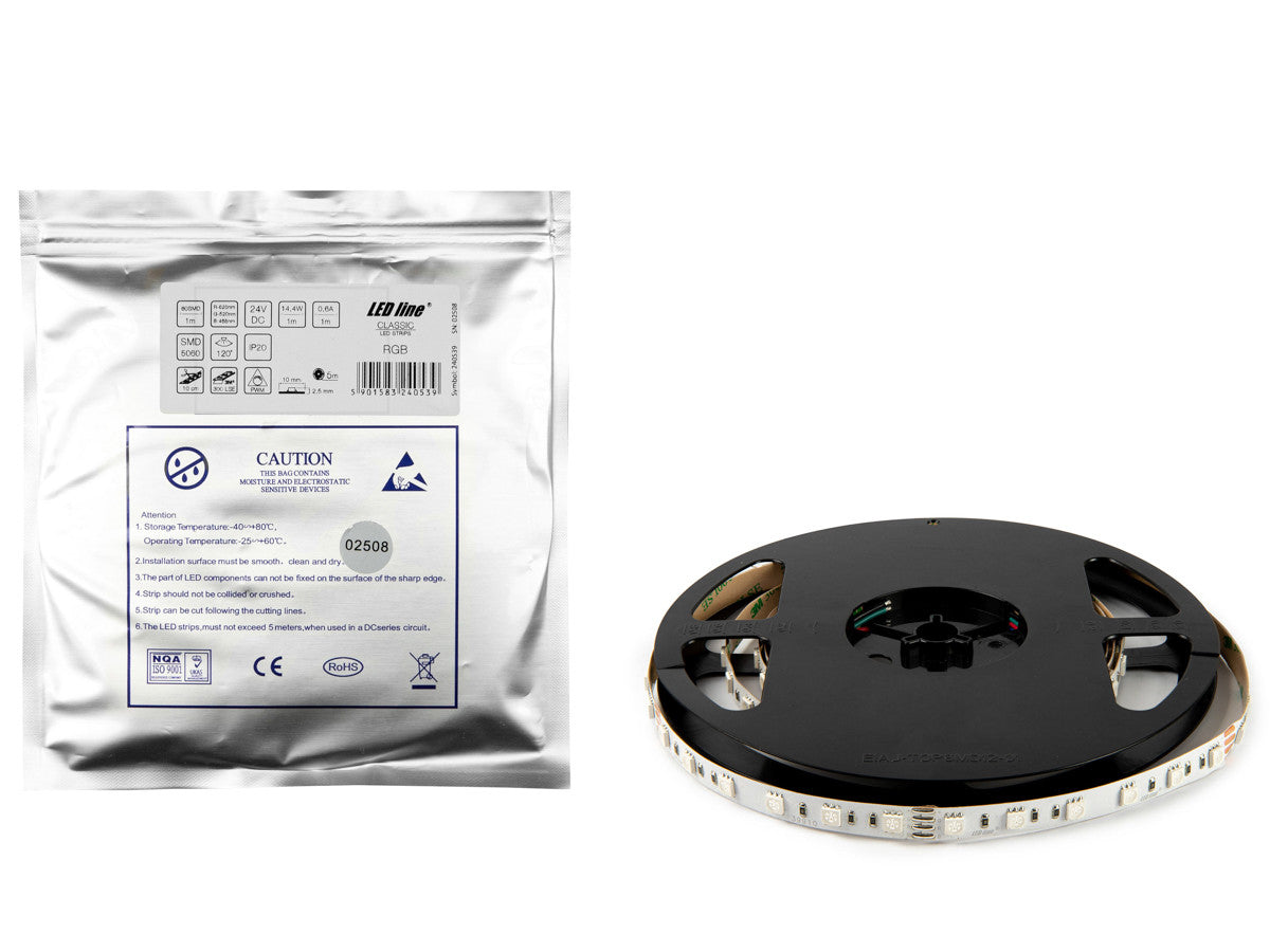 LED strip 300/5m SMD 24V RGB 14.4W IP20 10mm 5m PRIME
