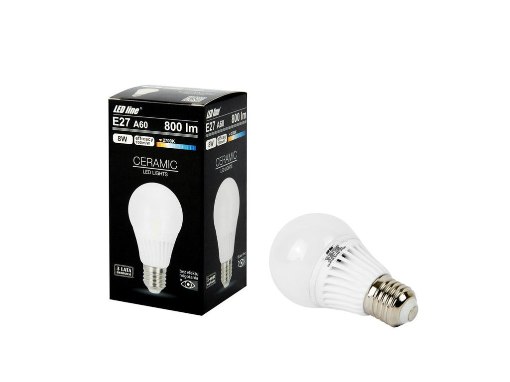 LED-lamp E27 2700K 8W 800lm 230V 280 ° A60 LITE Keramiek