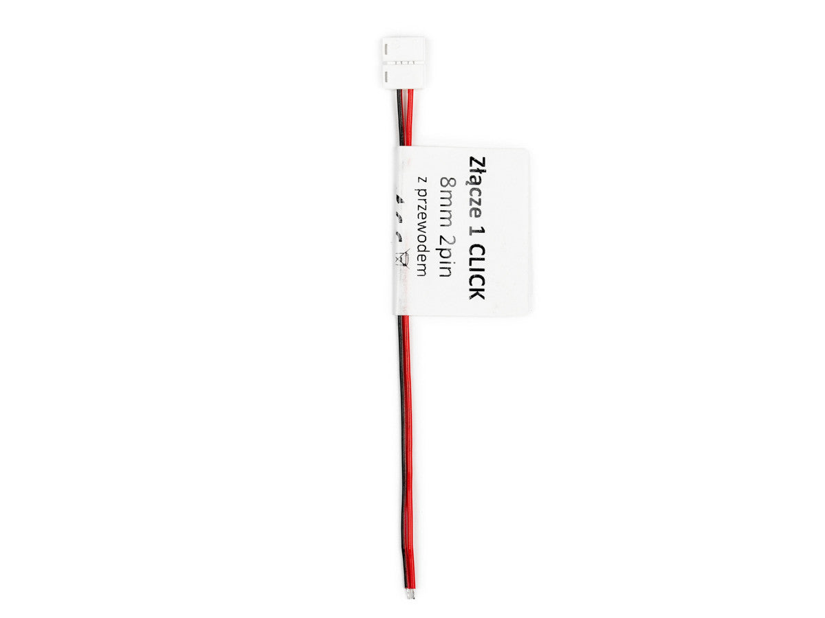 Connector voor LED strips CLICK CONNECTOR enkel 8mm 2 pins met kabel