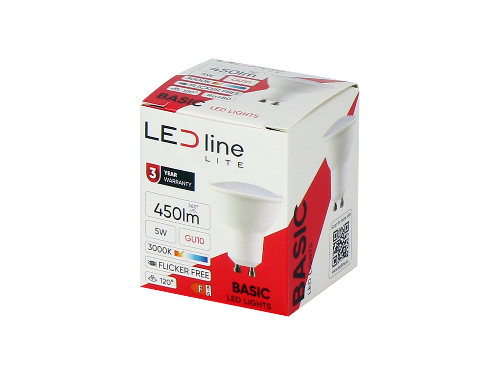 LED-lamp GU10 3000K 5W 450lm 230V 120 ° PC LITE