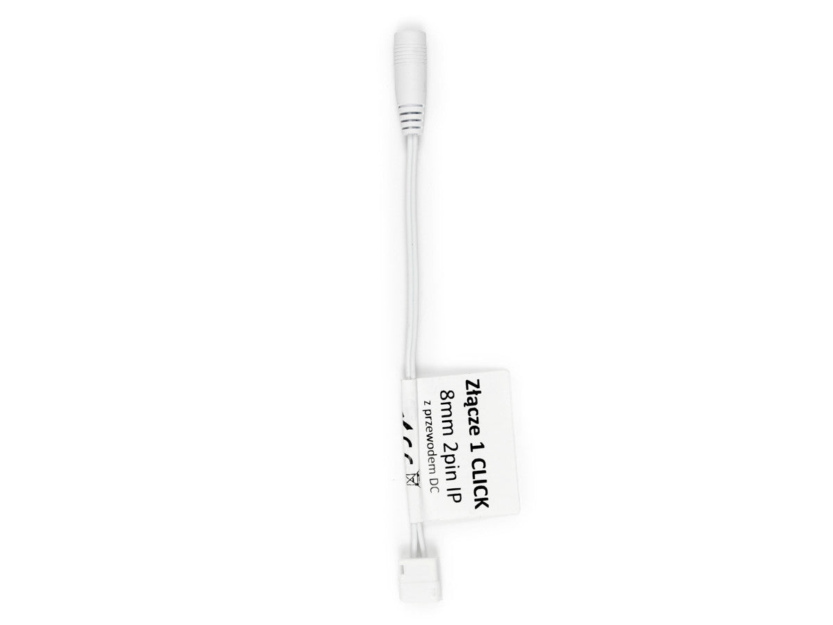 Connector voor IP67 LED strips CLICK CONNECTOR enkel 8mm 2 pins met kabel voor DC jack