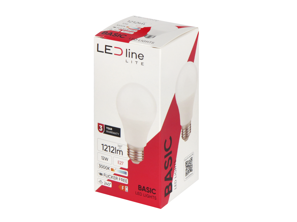 LED-lamp E27 3000K 12W 1212lm 230V 240 ° A60 PC LITE