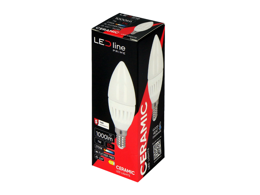 LED-lamp E14 2700K 7W 1000lm 230V 220 ° C37 Keramiek PRIME