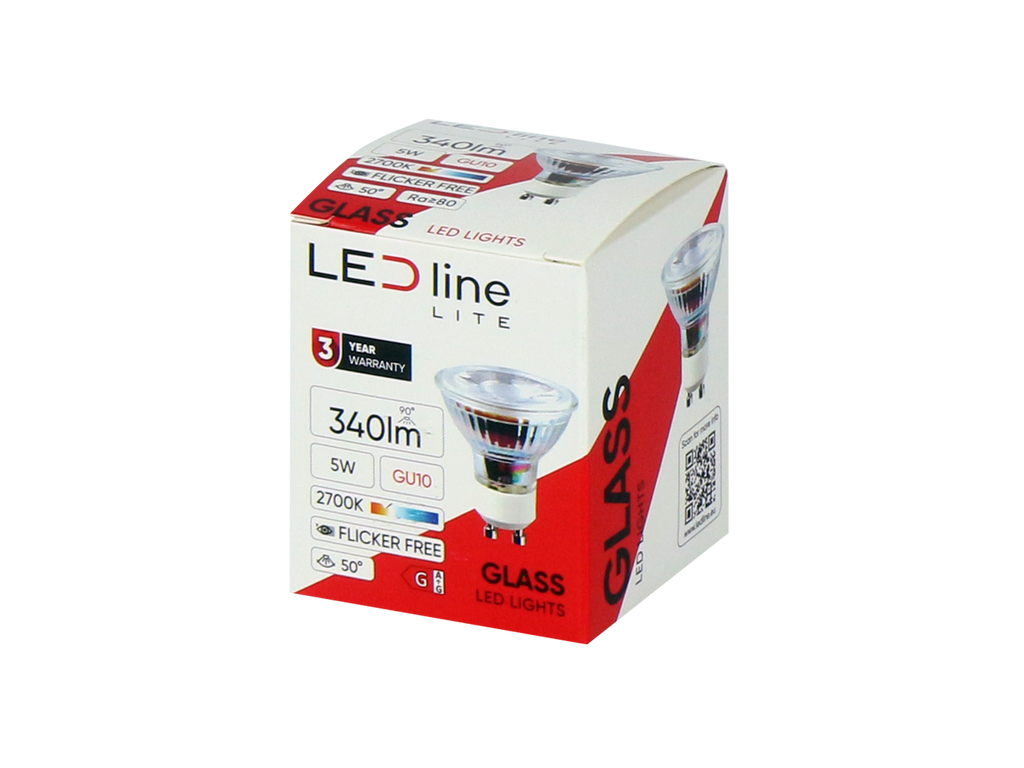 LED lamp GU10 2700K 5W 410lm 230V 50° LITE glas