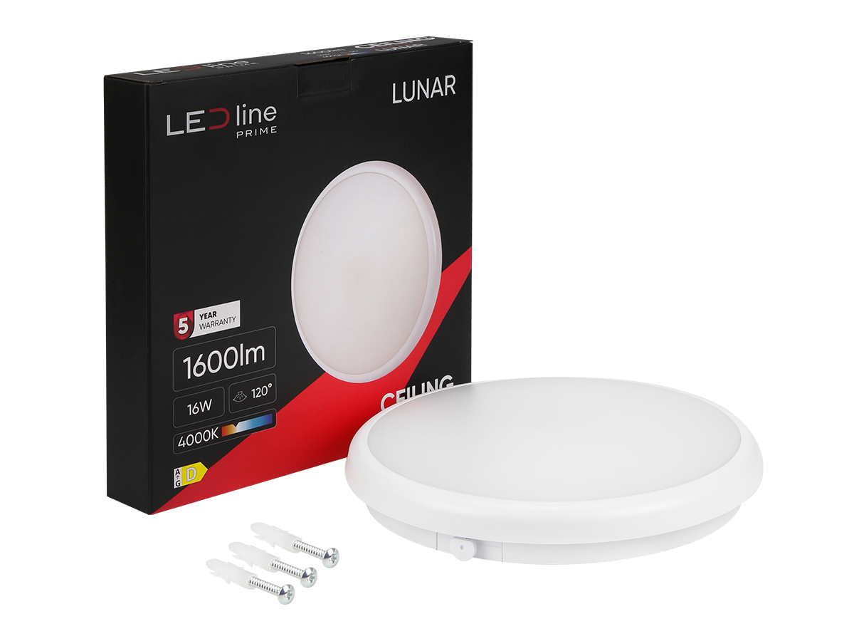 Plafonlamp LUNAR 4000K 16W 1600lm rond IP65 wit PRIME
