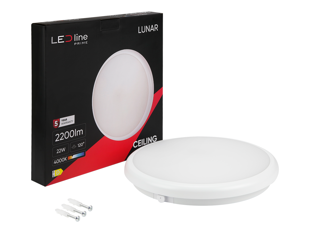 Plafonlamp LUNAR 4000K 22W 2200lm rond IP65 wit PRIME