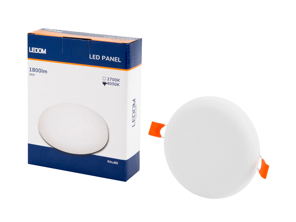 Downlight LEDOM frameloos LED paneel 4000K 18W 1800lm rond IP20 Wit