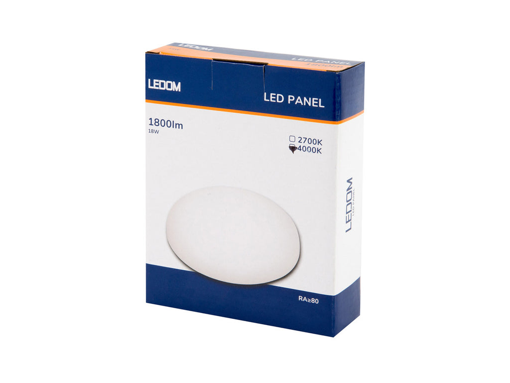 Downlight LEDOM frameloos LED paneel 4000K 18W 1800lm rond IP20 Wit