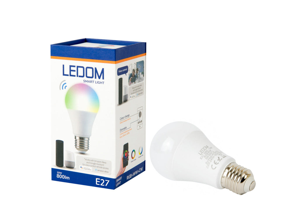 LED-lamp E27 2700-6500K RGBCCT 10W 800lm 230V 220 ° A60 DIM TUYA LITE
