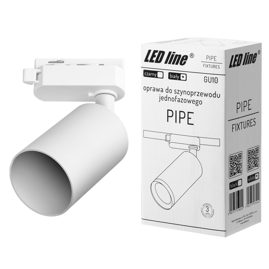 LED-lijnhouder voor eenfase GU10 rail wit PIPE