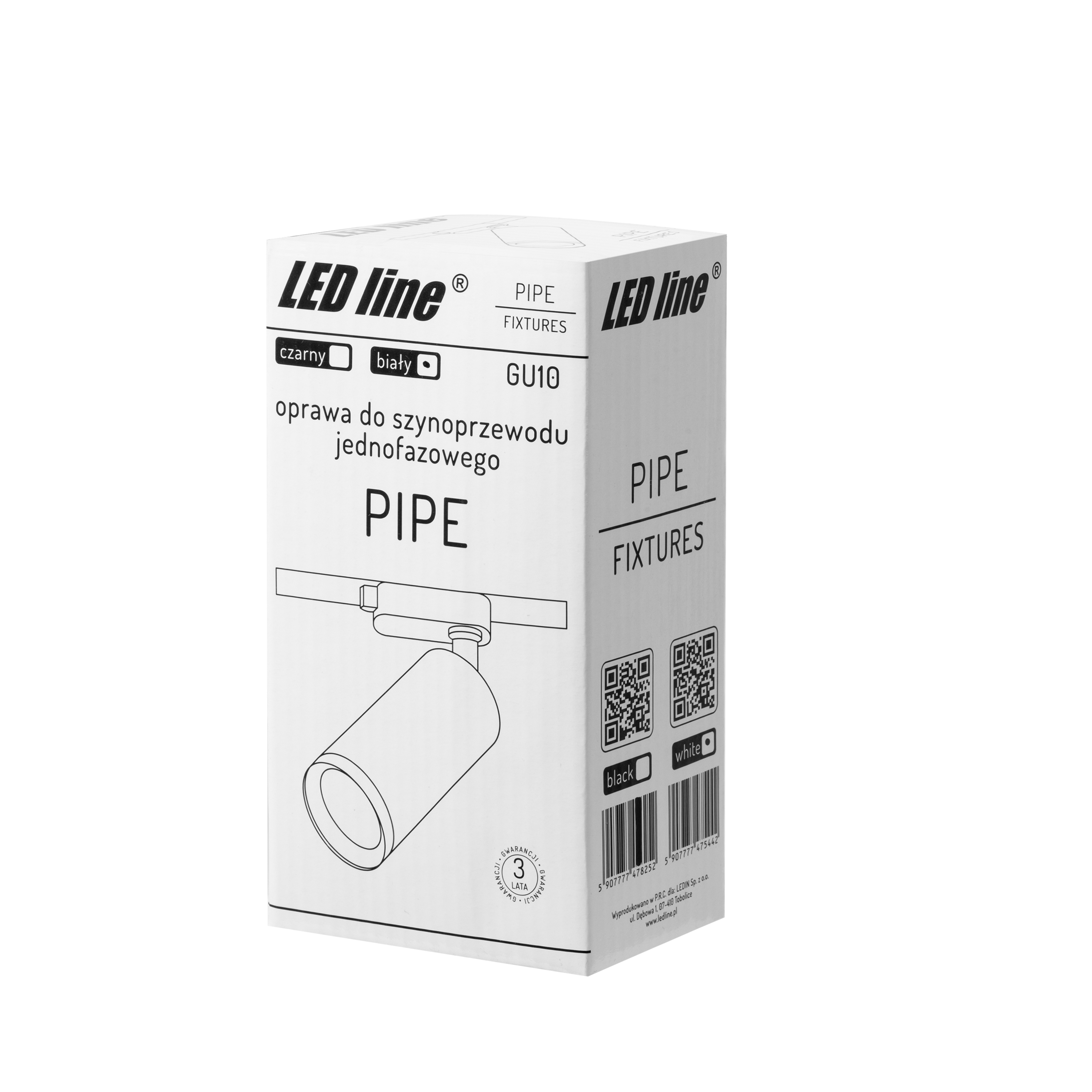 LED-lijnhouder voor eenfase GU10 rail wit PIPE
