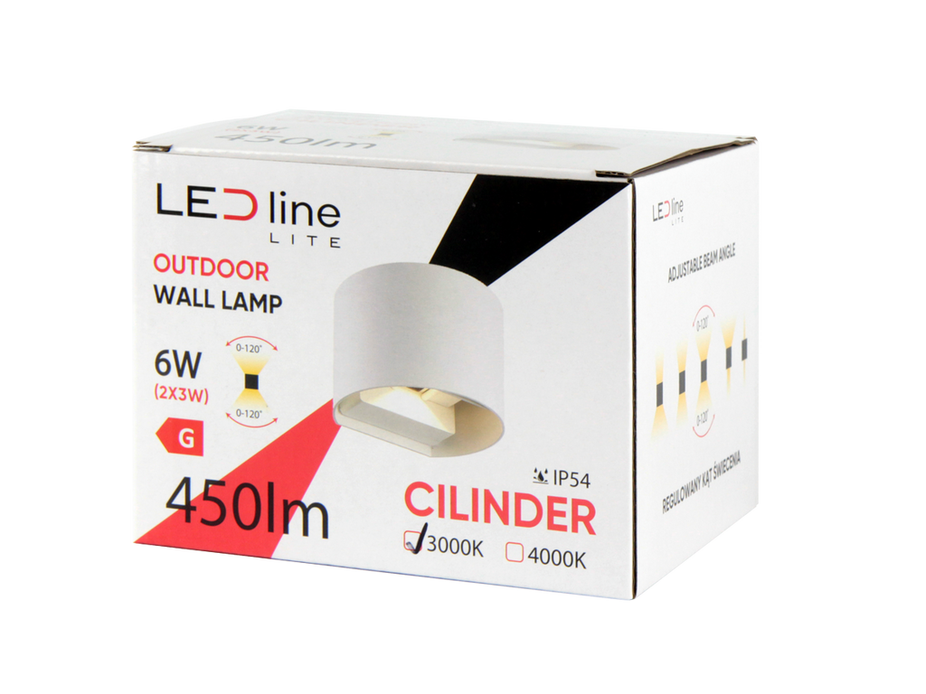 Buiten wandlamp LED 2x3W 3000K IP54 wit CILINDER LITE