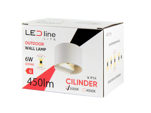 Buiten wandlamp LED 2x3W 3000K IP54 wit CILINDER LITE