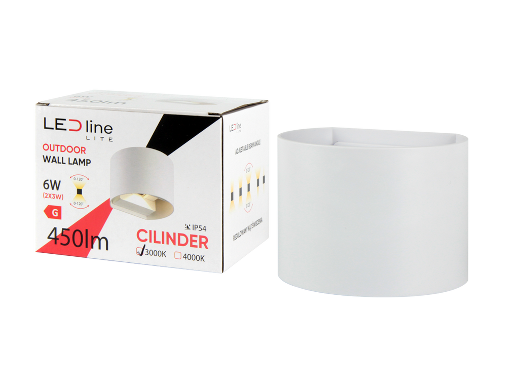 Buiten wandlamp LED 2x3W 3000K IP54 wit CILINDER LITE