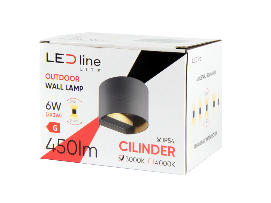 Buitenwandlamp LED 2x3W 3000K IP54 grijs CILINDER LITE