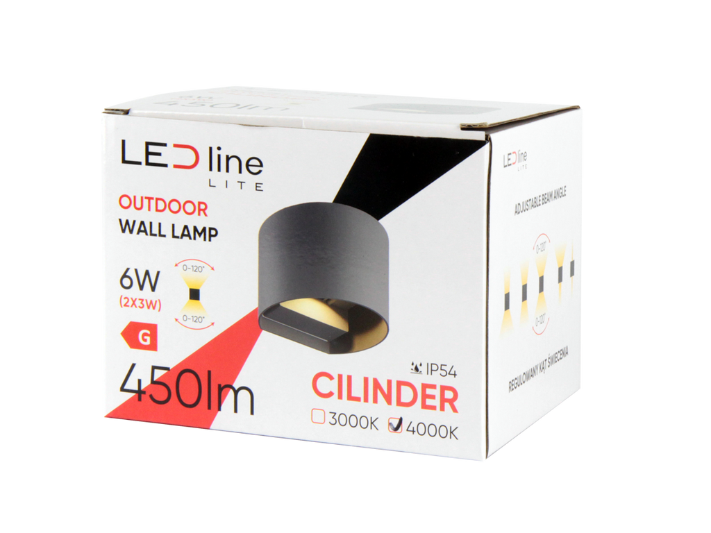 Buitenwandlamp LED 2x3W 4000K IP54 grijs CILINDER LITE