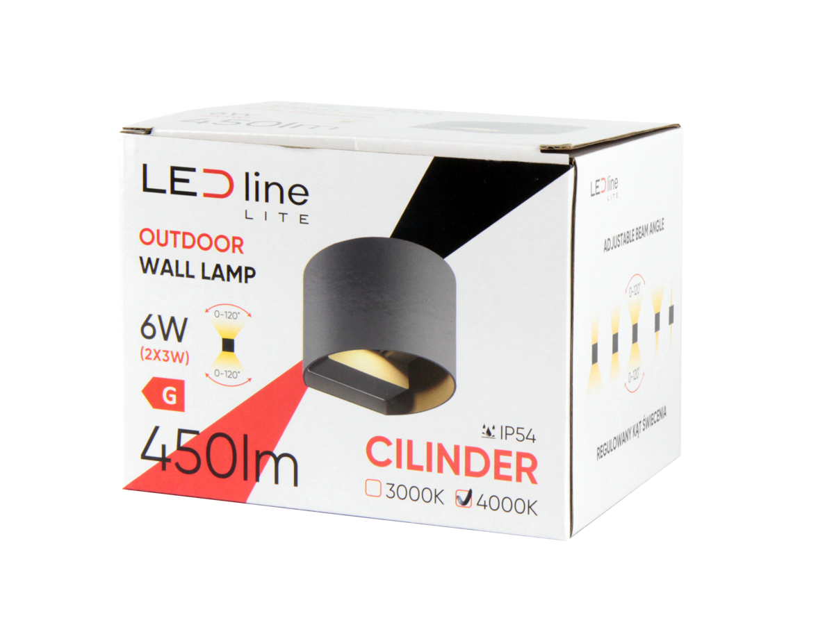 Buitenwandlamp LED 2x3W 4000K IP54 grijs CILINDER LITE
