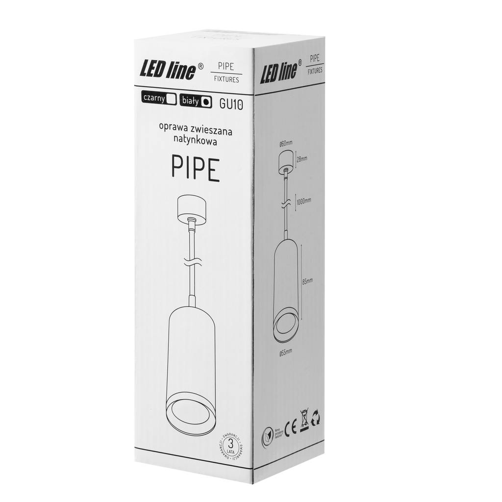 Hangende plafondarmatuur PIPE GU10 rond IP20 wit LITE