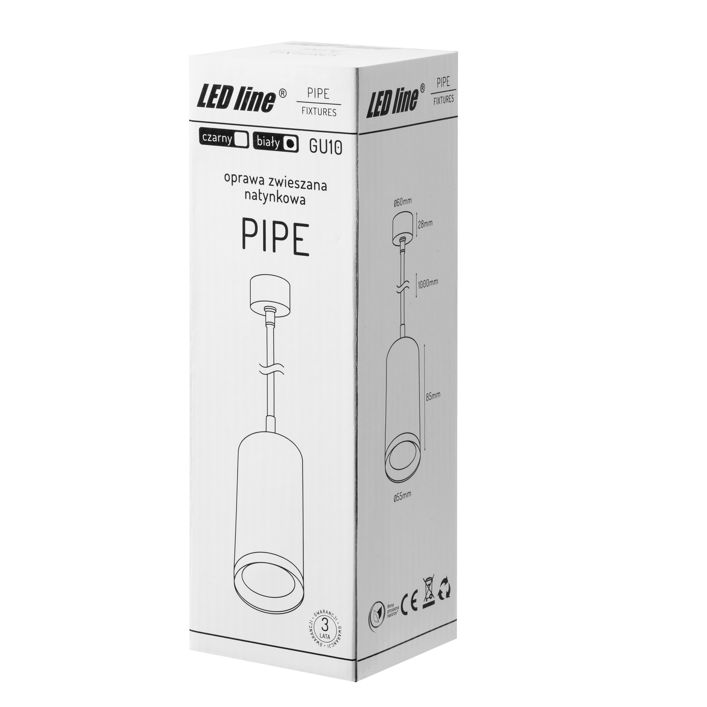 Hangende plafondarmatuur PIPE GU10 rond IP20 wit LITE