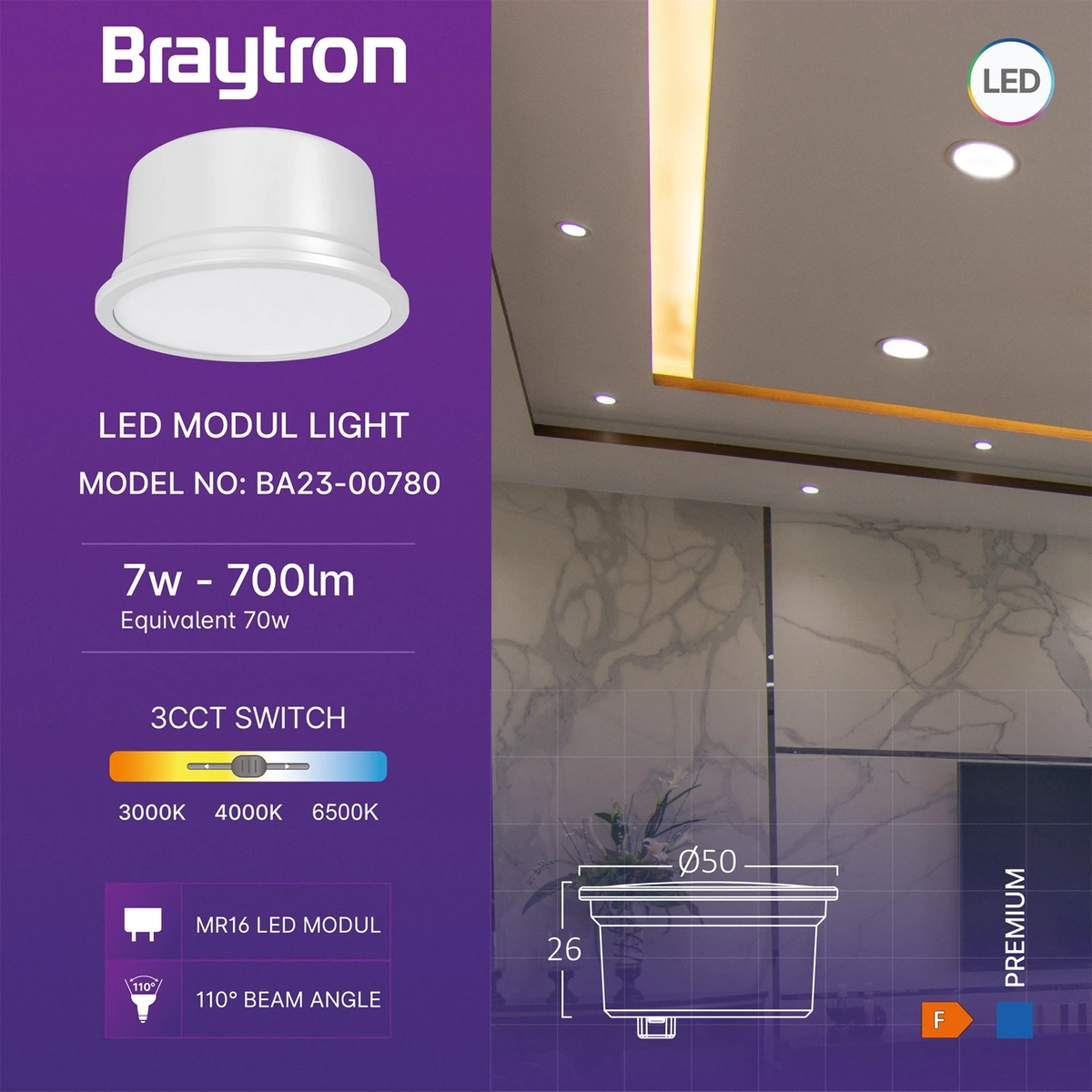 Braytron Premium LED Module 7W 3IN1 110D