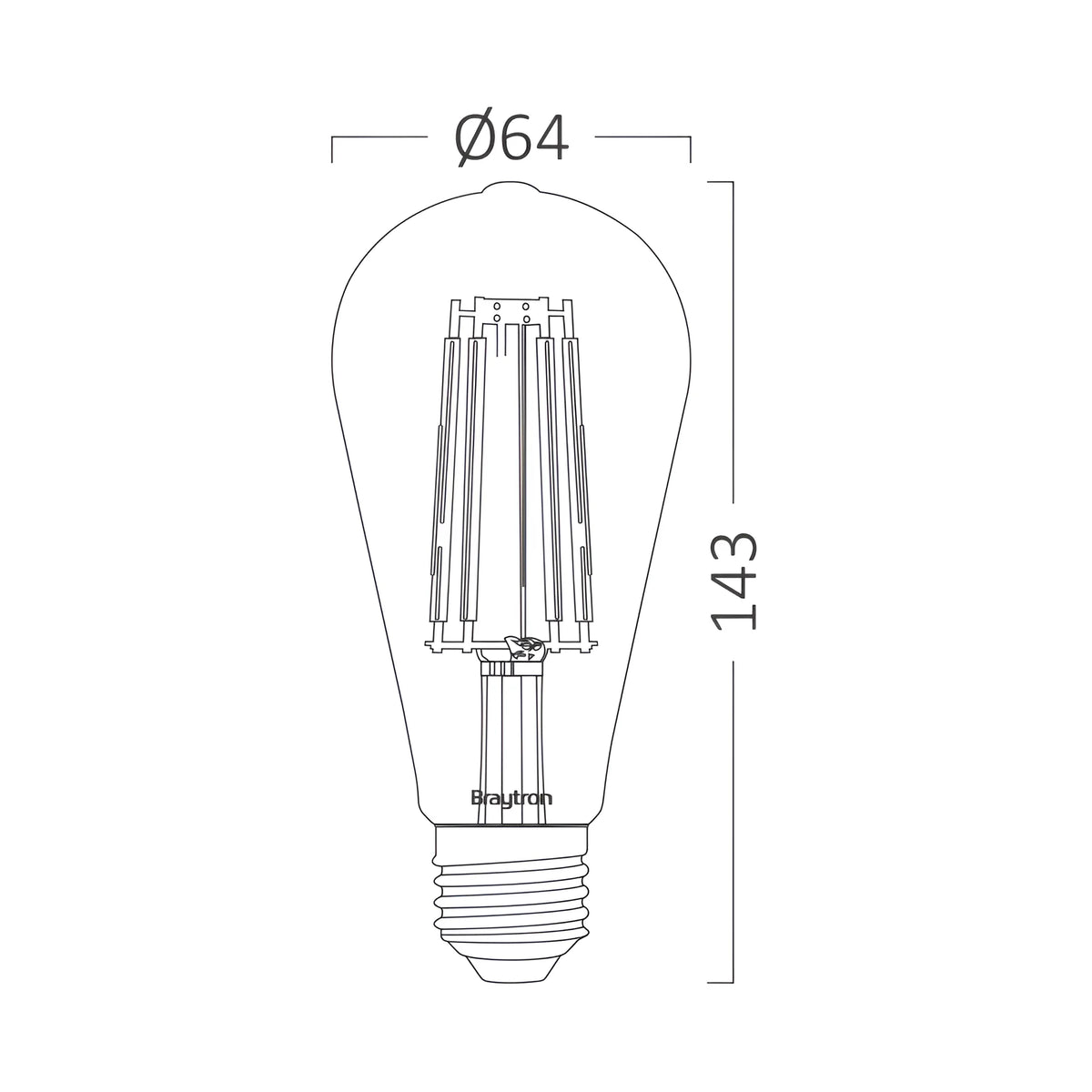 Braytron Advance LED Lamp 6W E27 2200K ST64 AMB