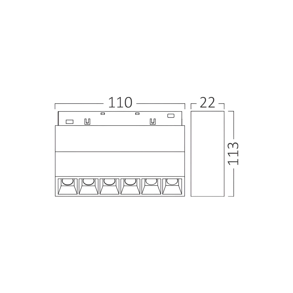 Braytron M20 Magneetrail Lineair 6W 3000K 48VDC Zwart WSL110