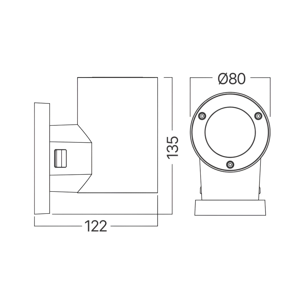 Braytron Rita Wandlamp IP65 Zwart R 1xGU10