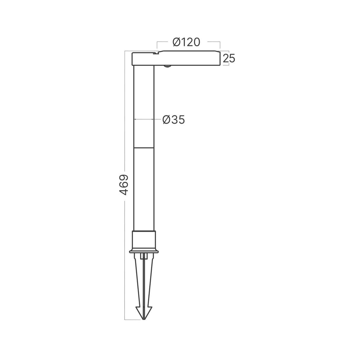 Braytron Spike Grondspot 8W IP65 Zwart 2A RND 2IN1