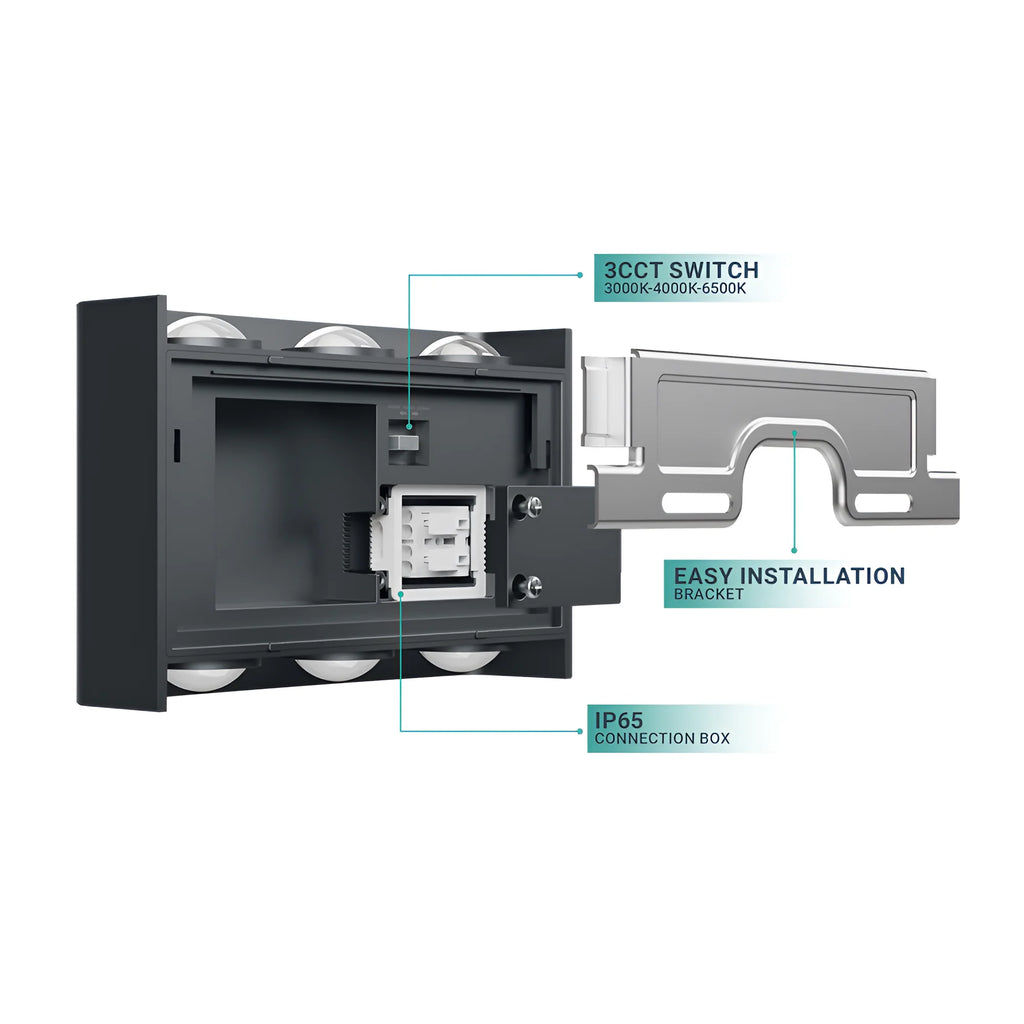 Braytron Vector Wandlamp IP65 Grijs B WL 6x1W 3IN1