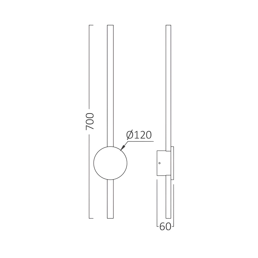Braytron Tiny Wandlamp 16W 3000K Zwart WL700