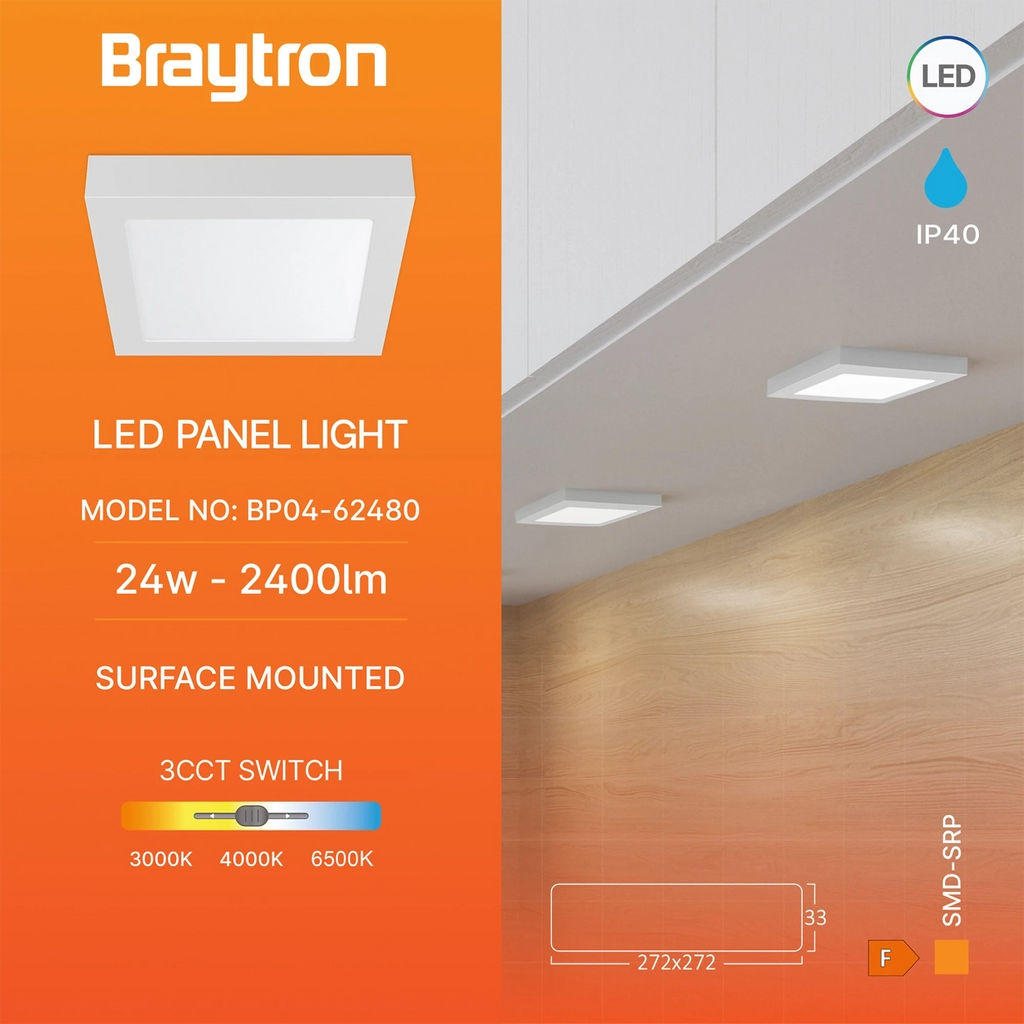 Braytron Smd LED Paneel 24W Wit SRP SQR 3IN1