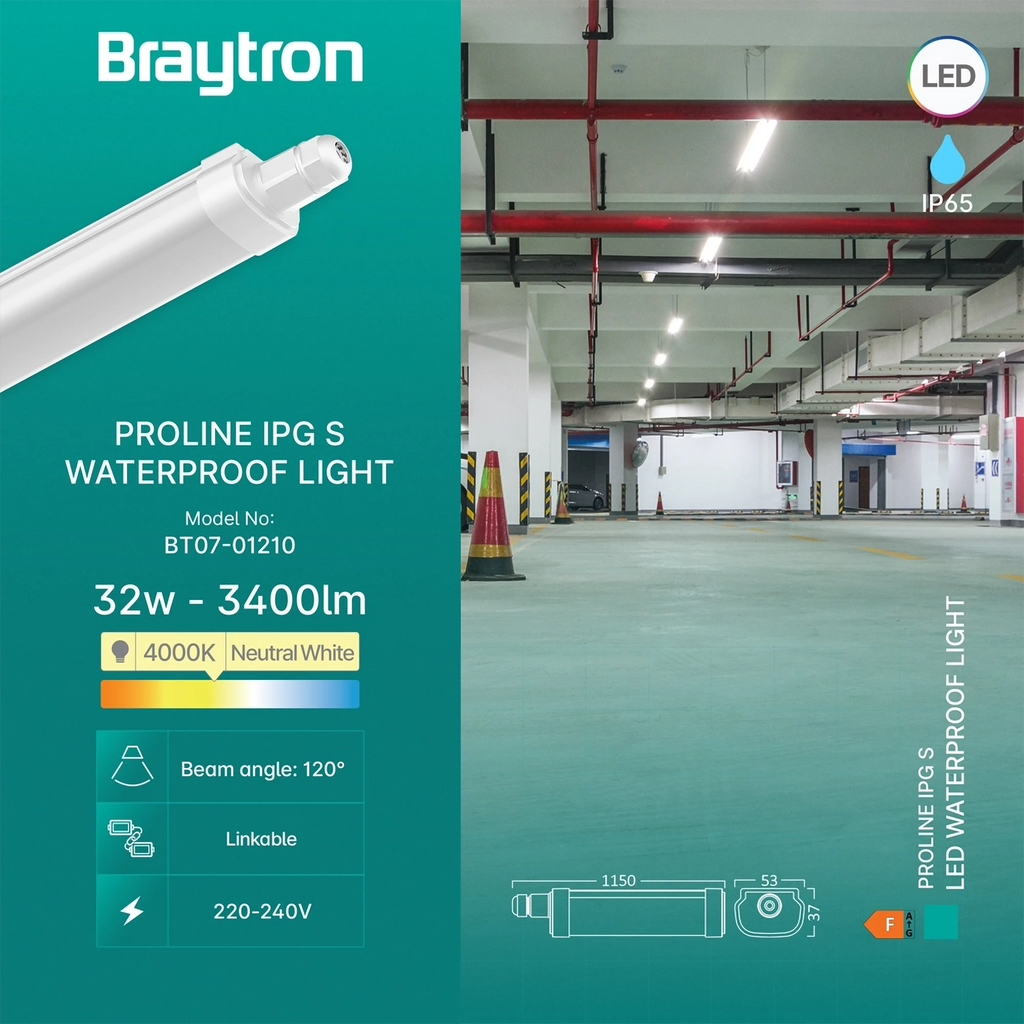 Braytron Proline Waterdichte Armatuur 32W 4000K IP65 IPG S