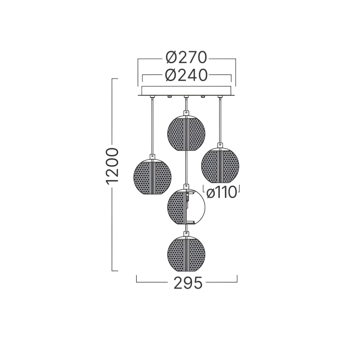 Braytron S001R Hanglamp Goud 5H 5xG9