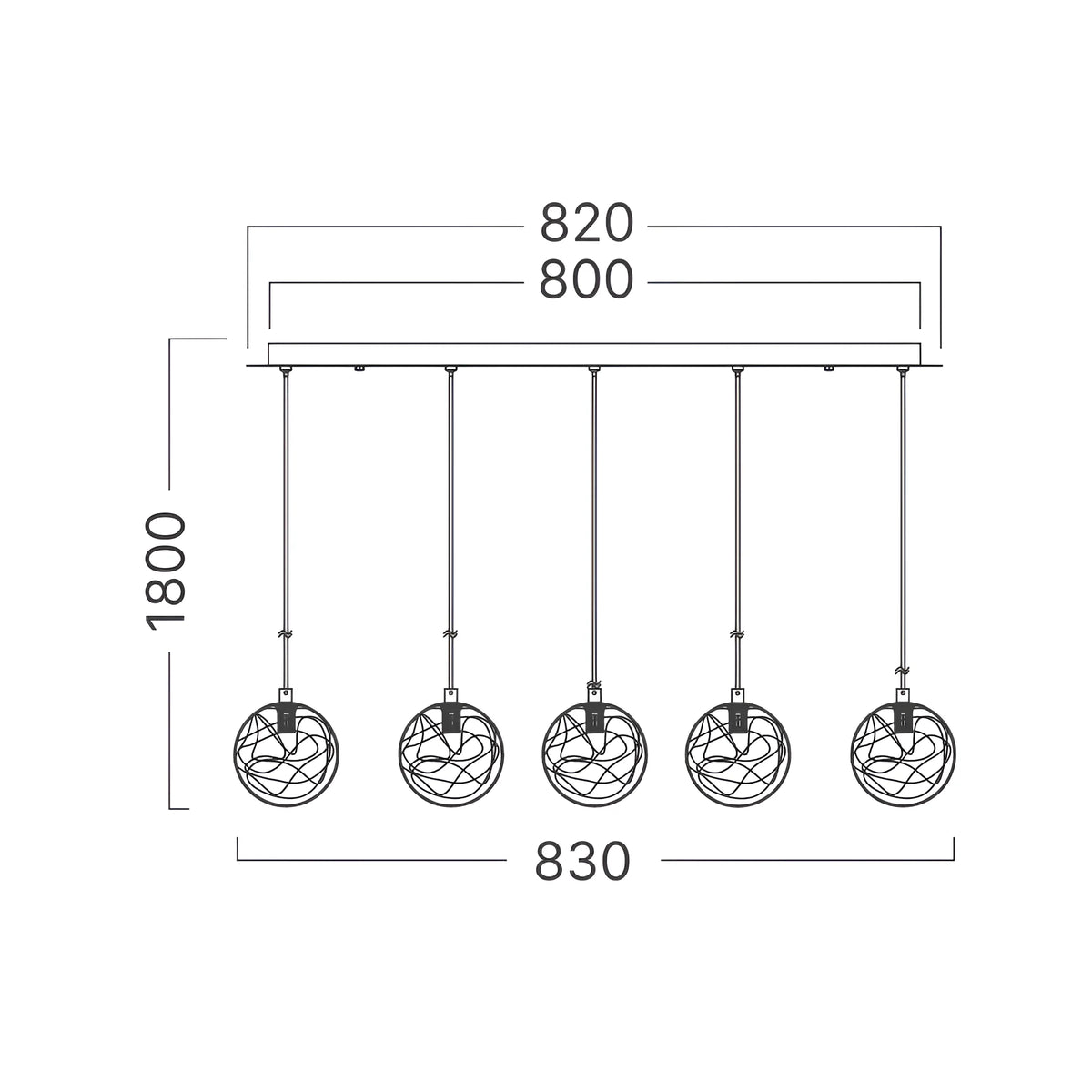 Braytron S002S Hanglamp Goud 5H 5xG9