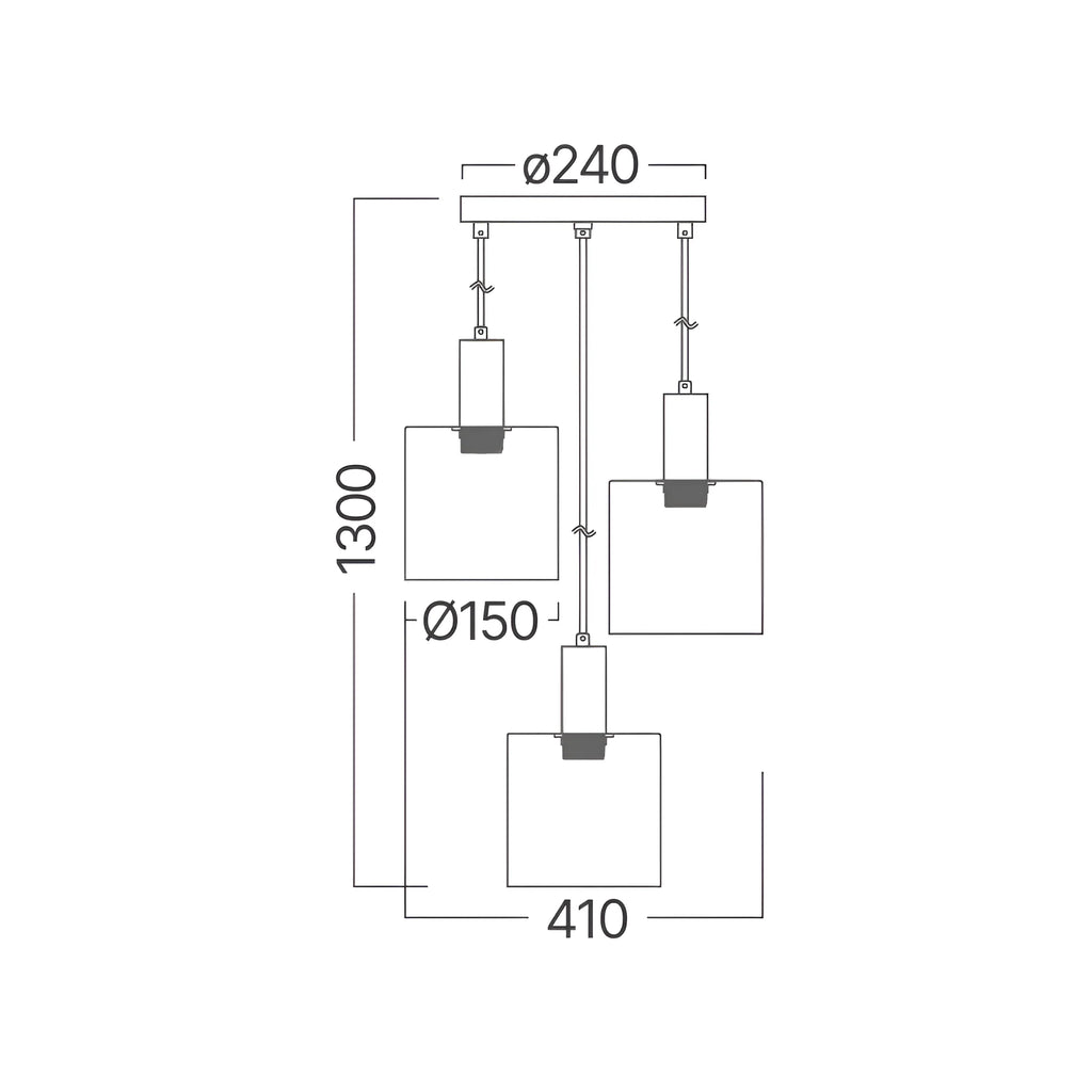 Braytron S007R Hanglamp 3H 3xE27 SMK