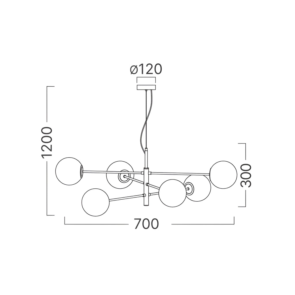 Braytron S012C Hanglamp Zwart 6H 6xG9 OPL