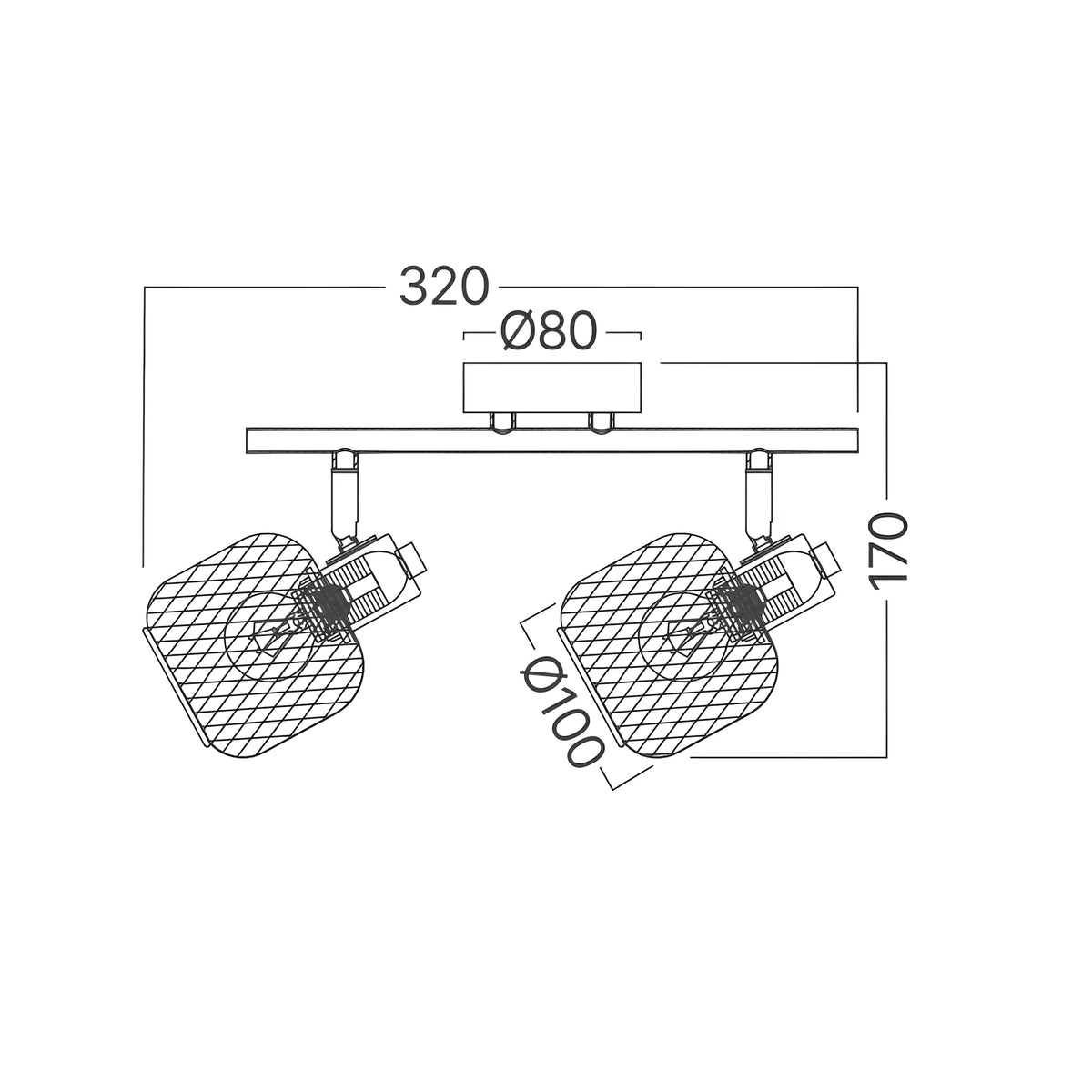 Braytron W001C Plafondlamp 2H 2xE14 WDN