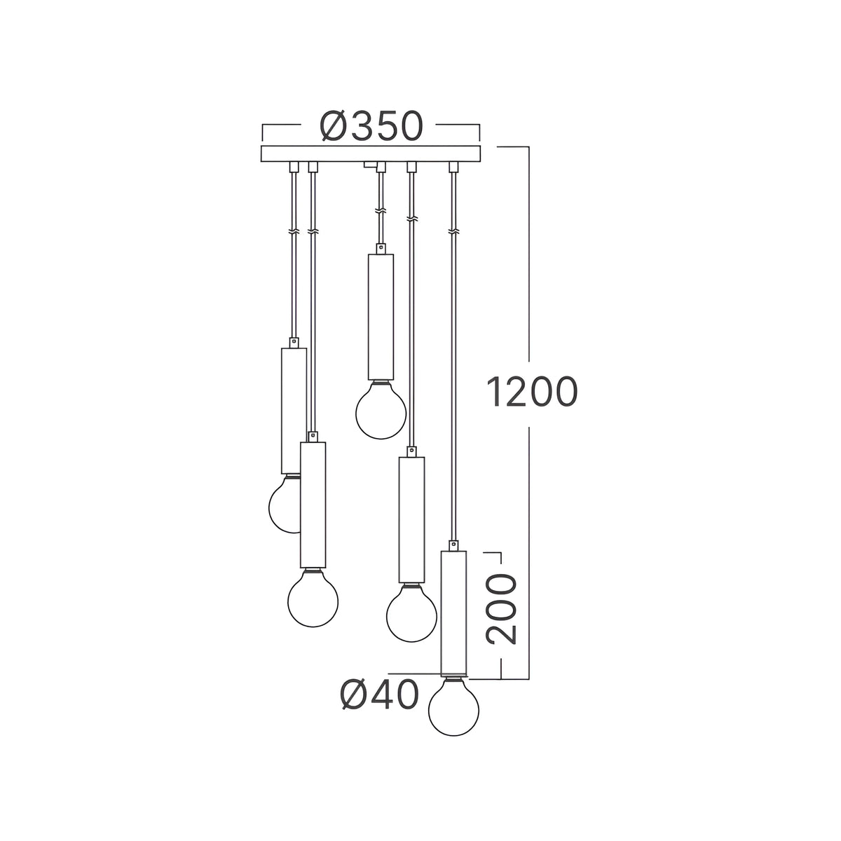 Braytron G005R Hanglamp Goud 5H 5xE27