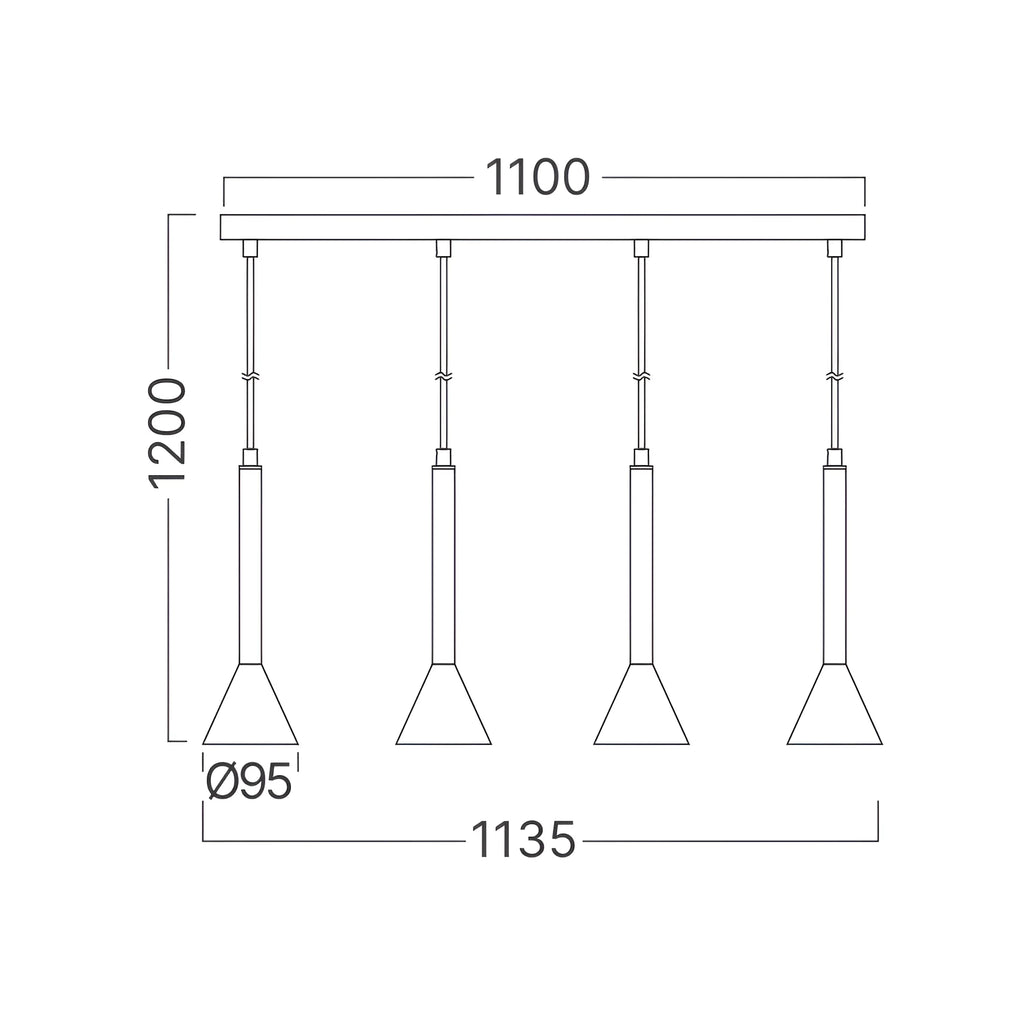 Braytron P011S Hanglamp Zwart 4H 4xGU10