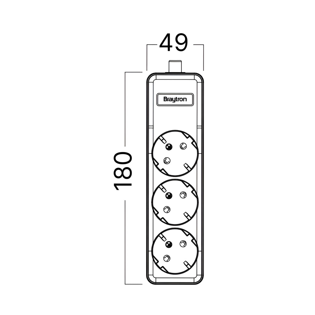Braytron Xline Verlengsnoer met stekkerdoos 3WAY EU W/O CABLE
