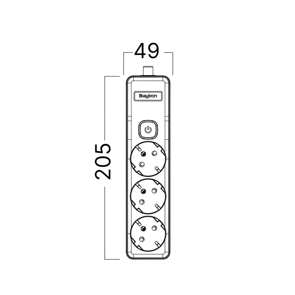 Braytron Xline Verlengsnoer met stekkerdoos 3WAY EU SWC W/O CABLE