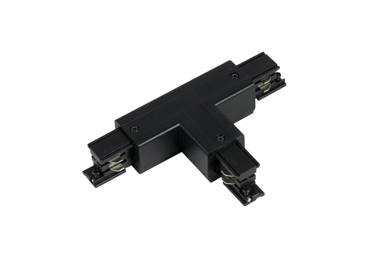 T-connector voor LUMICANTO POWERTRACK railbaan rechts zwart met voeding PRIME