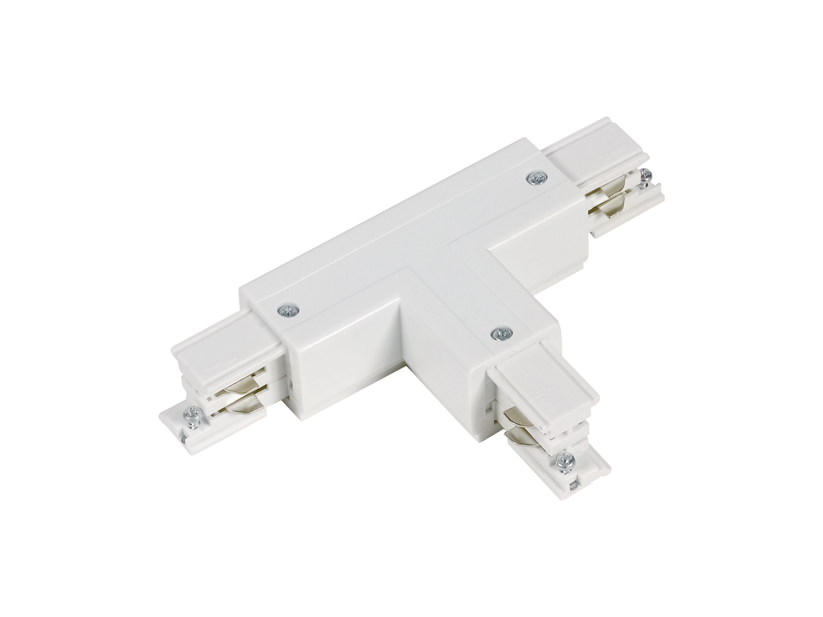 T1-connector voor LUMICANTO POWERTRACK railbaan rechts wit met voeding PRIME