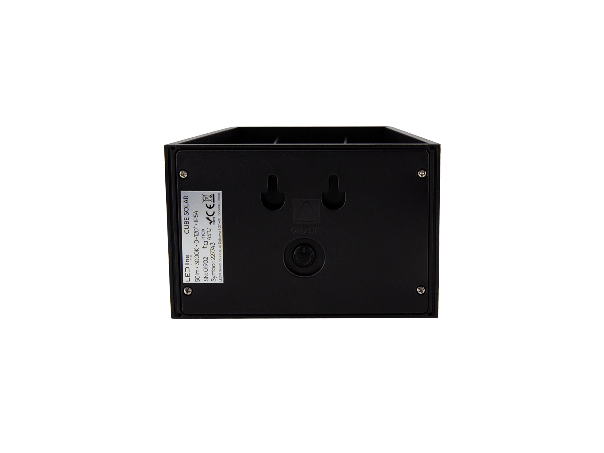 Solar LED wandlamp CUBE 3000K 50lm IP54 zwart LITE
