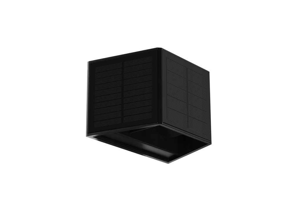 Solar LED wandlamp CUBE 3000K 50lm IP54 zwart LITE