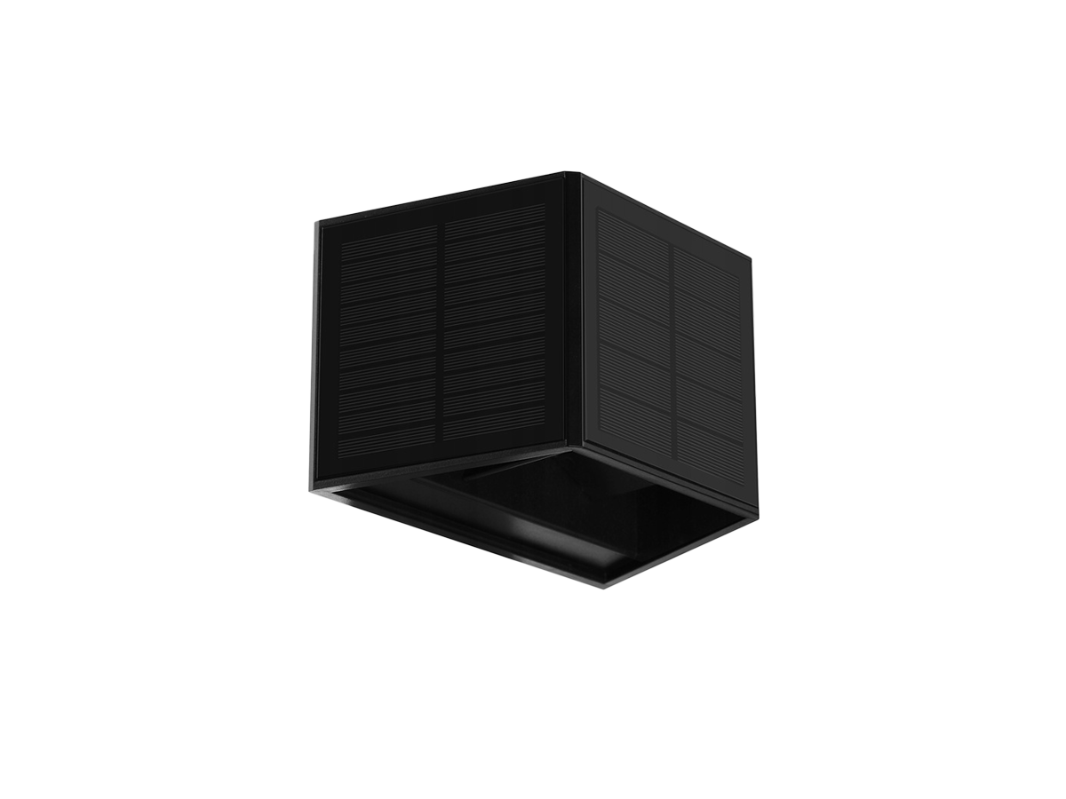 Solar LED wandlamp CUBE 3000K 50lm IP54 zwart LITE